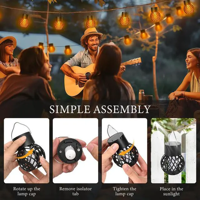 Alt view image 5 of 6 - 8 Pack Hanging Solar Lights Flickering Flame