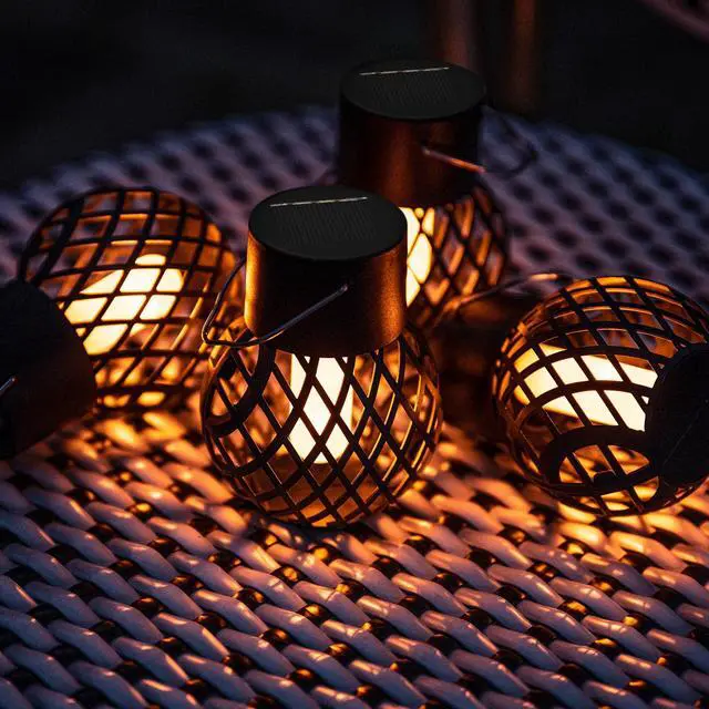 Alt view image 6 of 6 - 8 Pack Hanging Solar Lights Flickering Flame