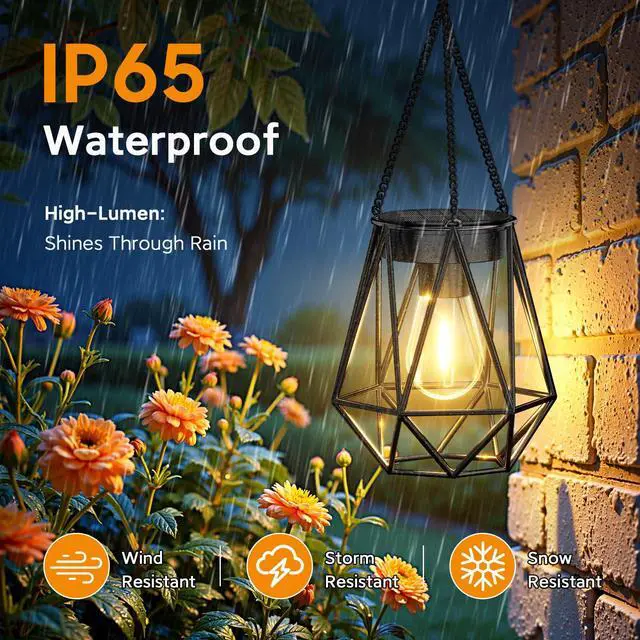 Alt view image 2 of 6 - Solar Lights - 2 Pack Hanging Garden Lanterns