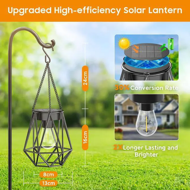 Alt view image 4 of 6 - Solar Lights - 2 Pack Hanging Garden Lanterns
