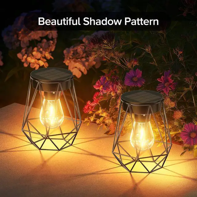 Alt view image 6 of 6 - Solar Lights - 2 Pack Hanging Garden Lanterns