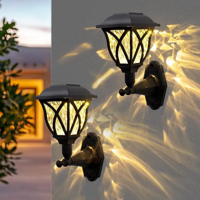 Main image of 2 Pack Solar Powered Outdoor Wall Lights
