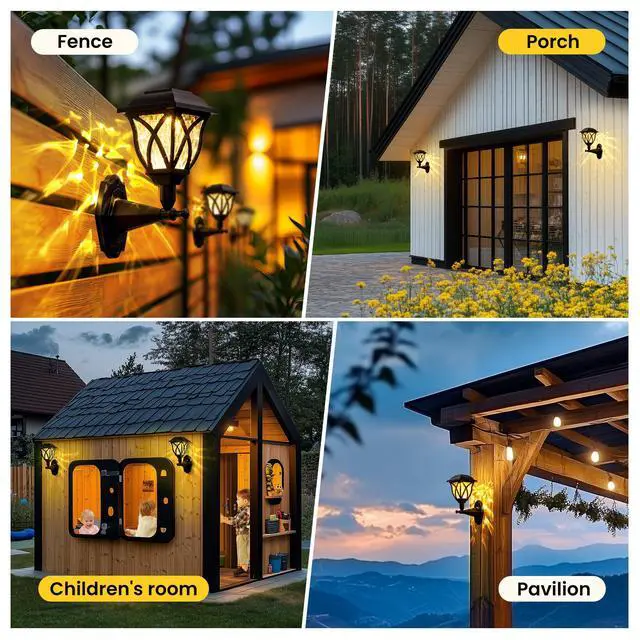Alt view image 4 of 6 - 2 Pack Solar Powered Outdoor Wall Lights