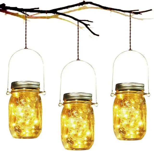 Main image of 3 Pack Solar Mason Jar Lights 30 LED Water-Proof