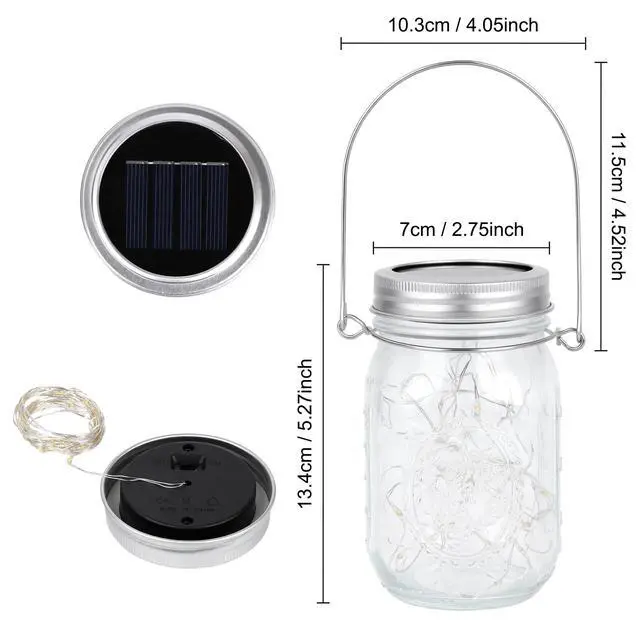 Alt view image 3 of 6 - 3 Pack Solar Mason Jar Lights 30 LED Water-Proof