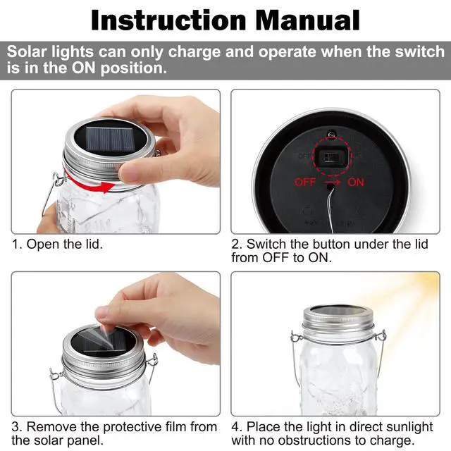Alt view image 4 of 6 - 3 Pack Solar Mason Jar Lights 30 LED Water-Proof