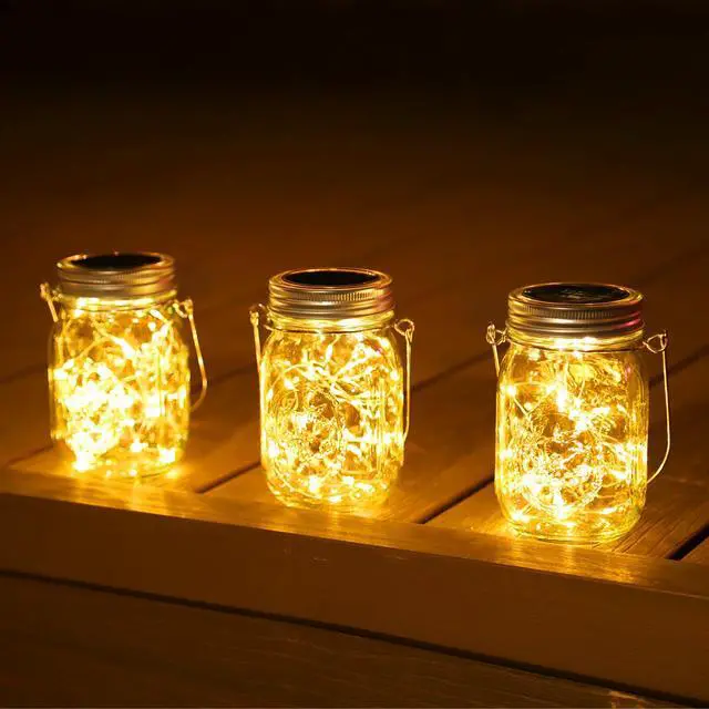 Alt view image 6 of 6 - 3 Pack Solar Mason Jar Lights 30 LED Water-Proof