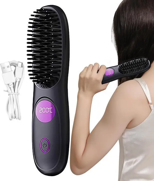 Main image of Cordless Hair Straightener Brush Portable Hot Styling Wand
