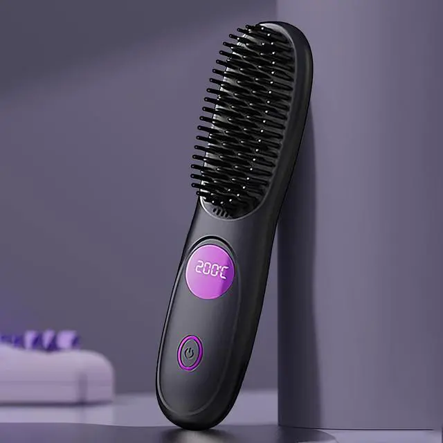 Alt view image 3 of 7 - Cordless Hair Straightener Brush Portable Hot Styling Wand