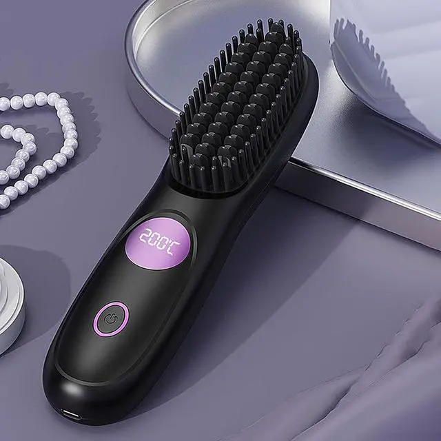 Alt view image 4 of 7 - Cordless Hair Straightener Brush Portable Hot Styling Wand