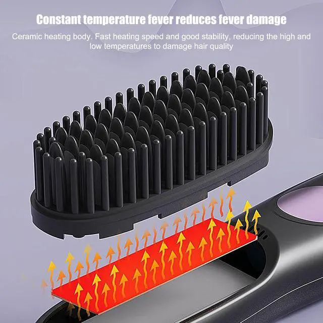 Alt view image 6 of 7 - Cordless Hair Straightener Brush Portable Hot Styling Wand