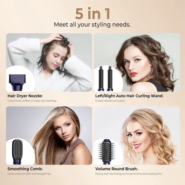 Alt view image 5 of 7 - 5 in 1 Air Styler Hair Dryer Brush with Rotatable Blow Dryer [60