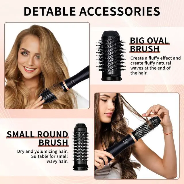 Alt view image 3 of 7 - 2026 New Thermal Brush - 6 in 1 Airstyler Hot Air Brush Set - Hair Styler Styling Brush Set with Hair Dryer-Blow Dryer Hair Curler Hot Brush Massage for All Hair Types Volumizing/Curling/Straightening