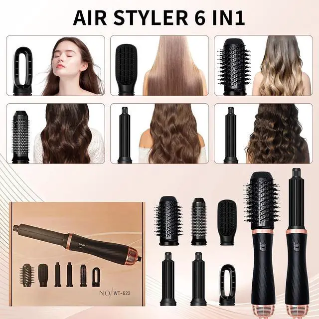 Alt view image 6 of 7 - 2026 New Thermal Brush - 6 in 1 Airstyler Hot Air Brush Set - Hair Styler Styling Brush Set with Hair Dryer-Blow Dryer Hair Curler Hot Brush Massage for All Hair Types Volumizing/Curling/Straightening