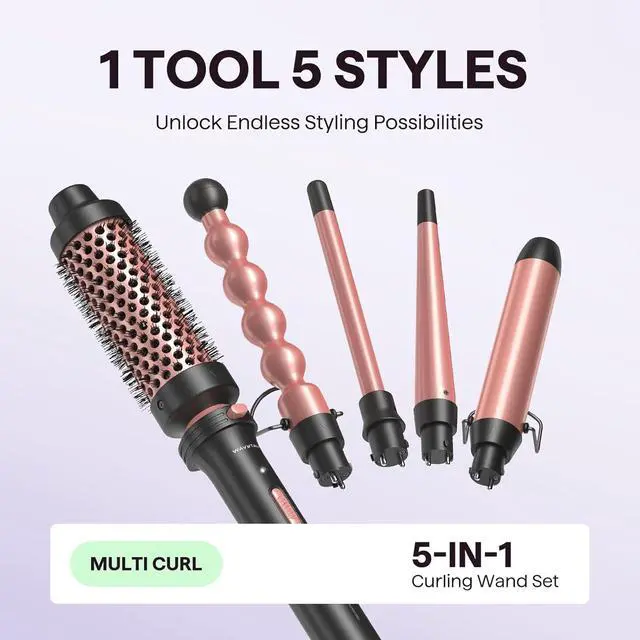 Alt view image 7 of 7 - Blowout Boost Thermal Brush Rose Gold and Multi Curl 5-in-1 Curling Iron