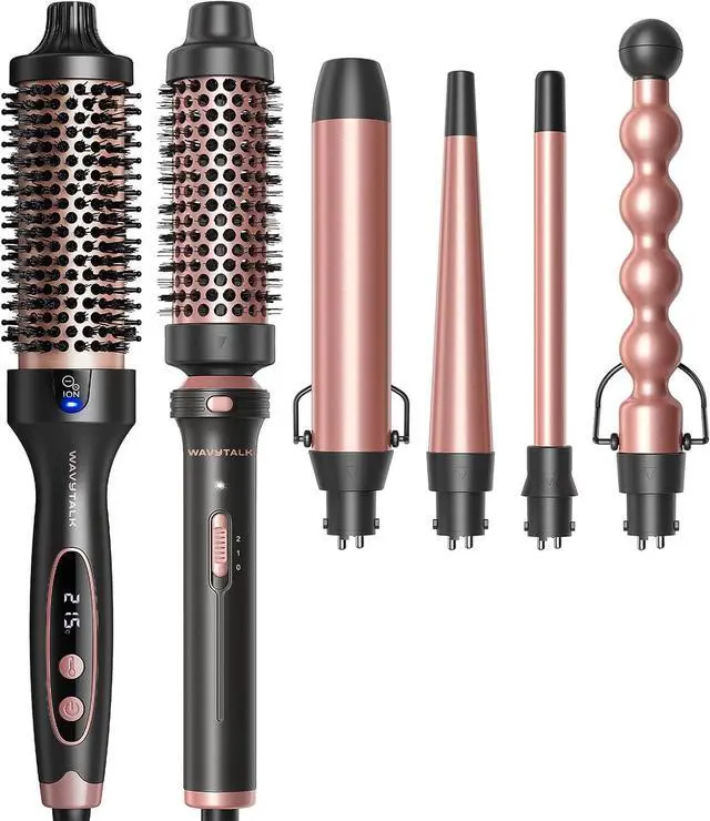 Main image of Blowout Boost Thermal Brush Rose Gold and Multi Curl 5-in-1 Curling Iron