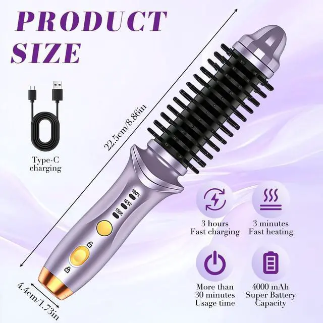Alt view image 2 of 7 - Cordless Hot Brush for Short Hair