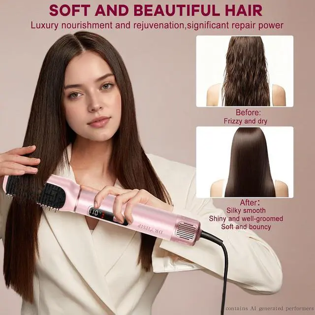 Alt view image 4 of 7 - 8 in 1 Hair Dryer Brush Set Air Hair Styler Curling Negative Ionic Foldable Hot Air Hair Dryer Brush