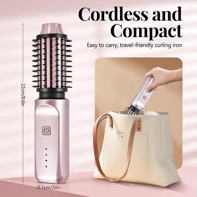 Alt view image 6 of 7 - Cordless Curling Brush 3-in-1 Wireless Hair Curler Straightening Brushes