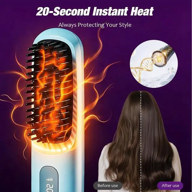 Alt view image 2 of 7 - Glow Wave Heated Brush Cordless Heated Brush for Short Hair