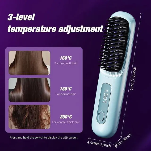 Alt view image 4 of 7 - Glow Wave Heated Brush Cordless Heated Brush for Short Hair