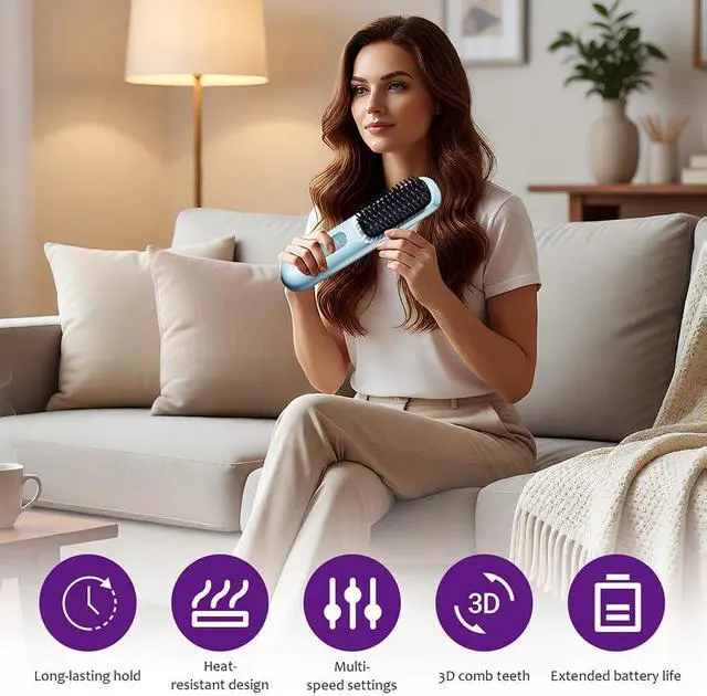 Alt view image 5 of 7 - Glow Wave Heated Brush Cordless Heated Brush for Short Hair