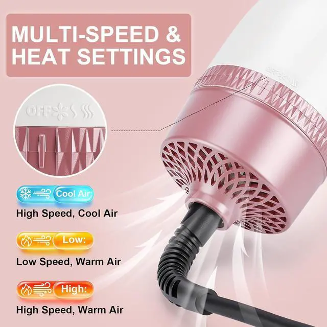 Alt view image 6 of 7 - Hair Dryer Brush One Step Dry Detangle Straighten Smooth for Long Hair | Powerful 1200W 3 Speed Settings Titanium Coating Negative Ion Tech Salon-Quality Blowout Styling at Home