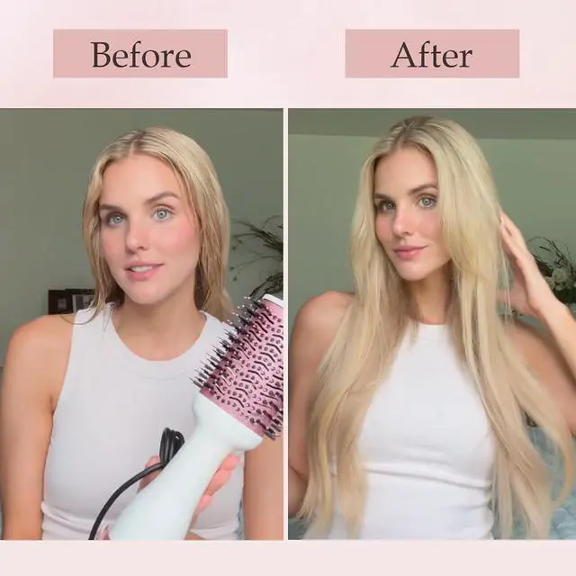 Alt view image 4 of 7 - Hair Dryer Brush One Step Dry Detangle Straighten Smooth for Long Hair | Powerful 1200W 3 Speed Settings Titanium Coating Negative Ion Tech Salon-Quality Blowout Styling at Home
