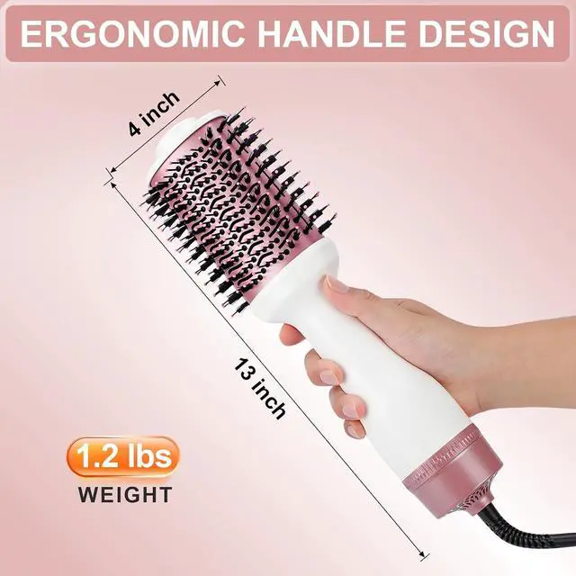 Alt view image 7 of 7 - Hair Dryer Brush One Step Dry Detangle Straighten Smooth for Long Hair | Powerful 1200W 3 Speed Settings Titanium Coating Negative Ion Tech Salon-Quality Blowout Styling at Home