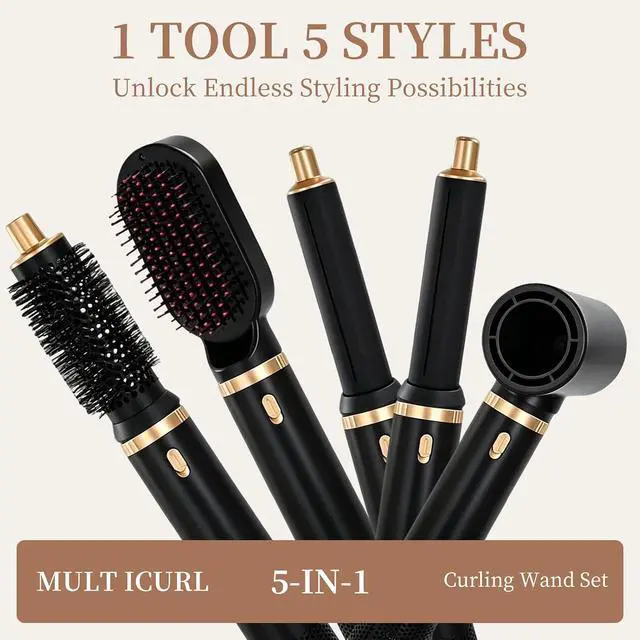 Alt view image 3 of 7 - Hair Dryer Comb 5-in-1 Automatic air Curling Iron Set Hair