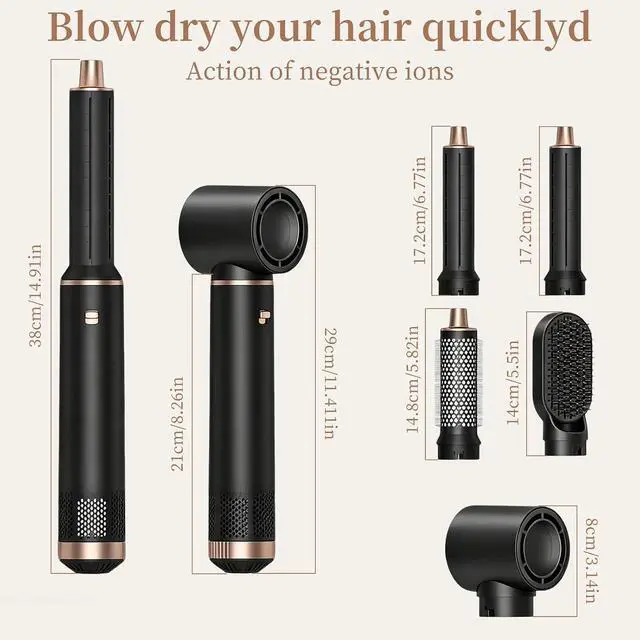 Alt view image 5 of 7 - Hair Dryer Comb 5-in-1 Automatic air Curling Iron Set Hair