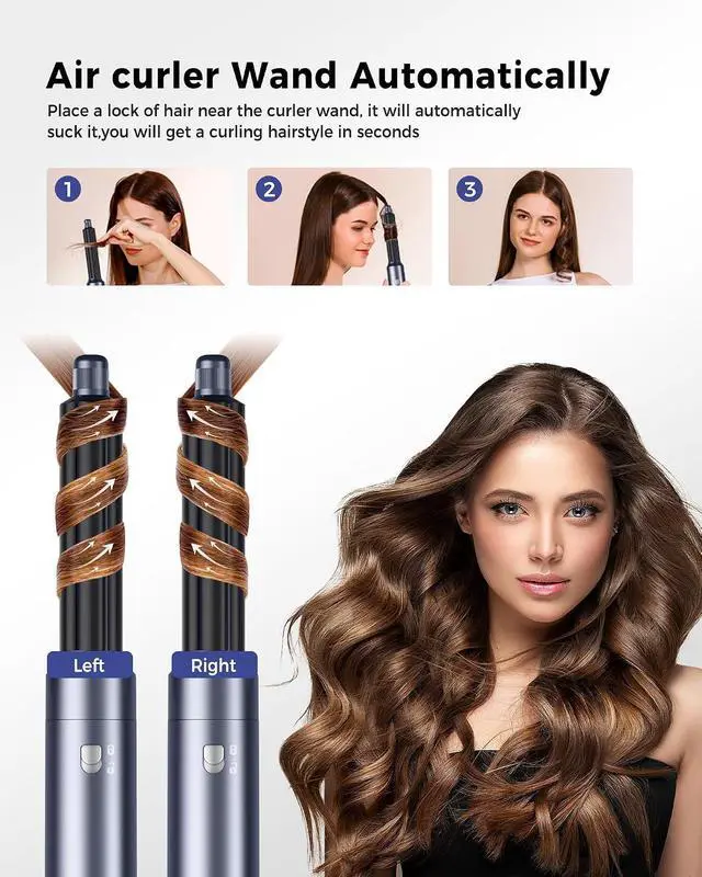 Alt view image 3 of 7 - 1000W Air Styler Airbrush 6 in 1 Magic Styler Set Hair Styler