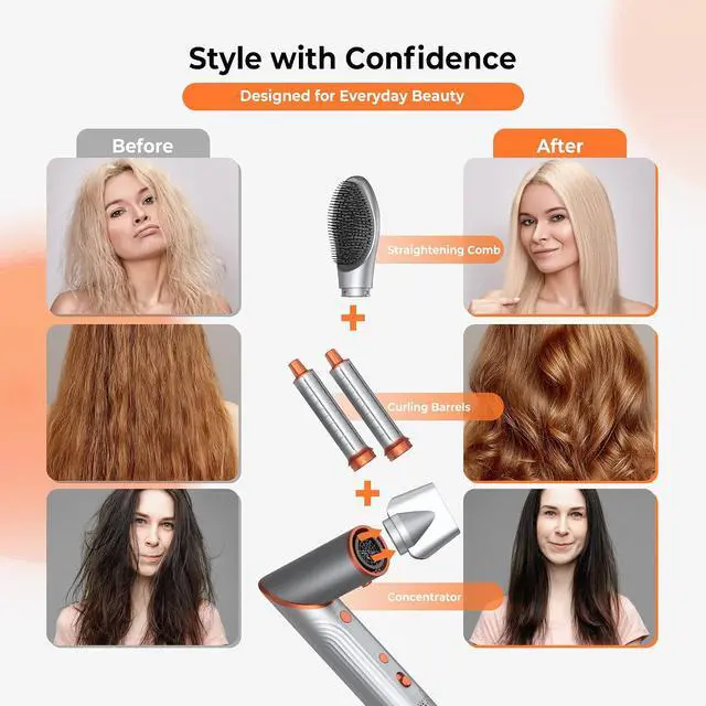 Alt view image 3 of 7 - 5 in 1 Hair Styler Air Wrap Hot Air Brush for Hair Styling