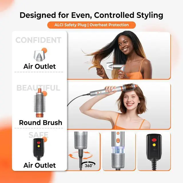 Alt view image 2 of 7 - 5 in 1 Hair Styler Air Wrap Hot Air Brush for Hair Styling