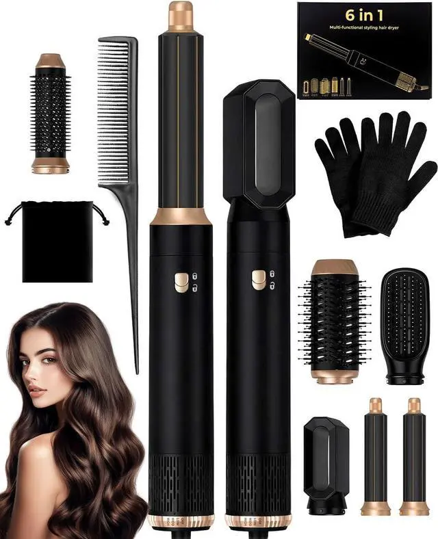 Main image of 6 in 1 Airbrush Hair Styler and Hot Air Dryer Brush Set Womens Hairdryers Air Styler with Rotating Brush