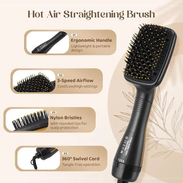 Alt view image 5 of 7 - 3 in 1 Hair Dryer Brush Hot Air Styling Brush