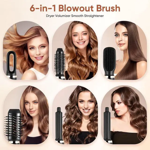 Alt view image 7 of 7 - 6 in 1 Hair Styler 1000w Hair Dryer Brush for Hair Styling