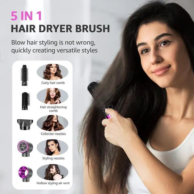 Alt view image 3 of 7 - 5 in 1 Hair Styler 1000W Hair Dryer Brush for Hair Styling