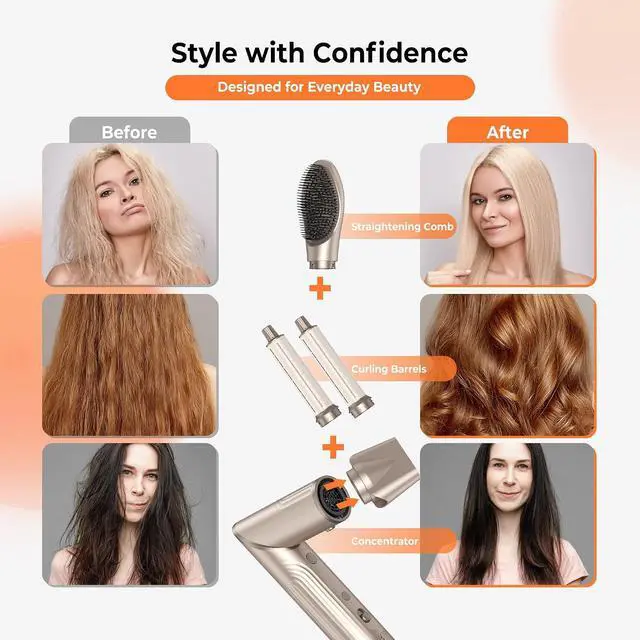 Alt view image 6 of 7 - Hot Air Brush 1300W Air Styler Blow Dryer Brush Set