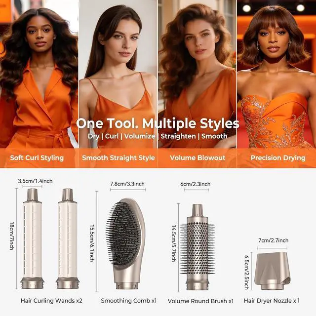 Alt view image 7 of 7 - Hot Air Brush 1300W Air Styler Blow Dryer Brush Set