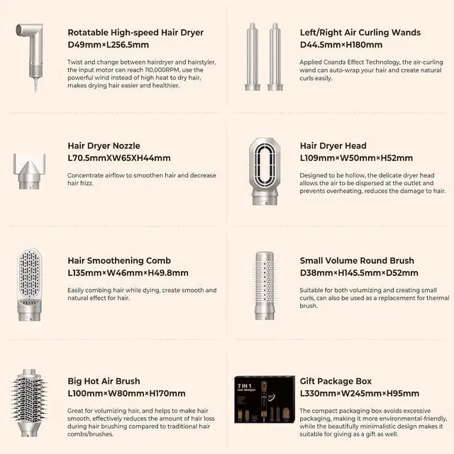 Alt view image 4 of 7 - 5 in 1 Hair Air Styler Dryer with Air Curling Wands Multi-use