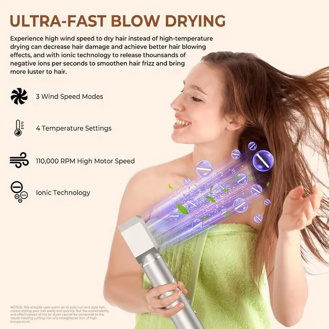 Alt view image 7 of 7 - 5 in 1 Hair Air Styler Dryer with Air Curling Wands Multi-use