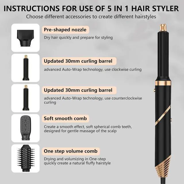 Alt view image 3 of 7 - Foldable 5 in 1 Auto Wrap Hair Styler Brush Foldable rotating handle