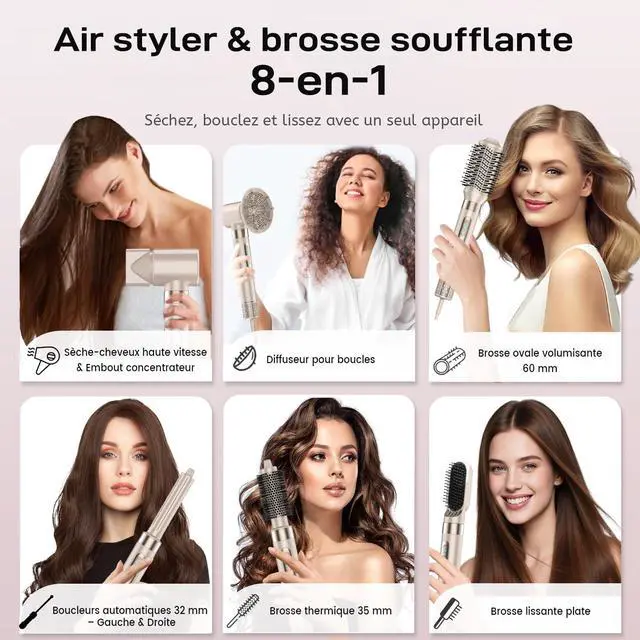 Alt view image 2 of 7 - 8-in-1 High Speed Hot Air Styler Hair Dryer Set 110