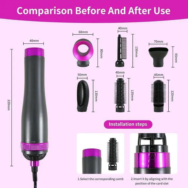 Alt view image 2 of 7 - Hair Dryer Brush Blow Dry Hair Brush 6 in 1