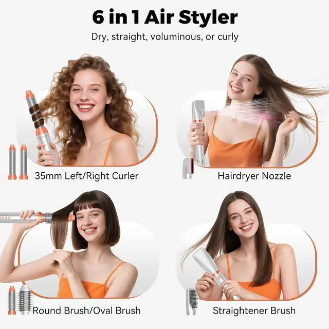 Alt view image 4 of 7 - Hair Styler 6 in 1 110000 RPM Airbrush Magic Styler