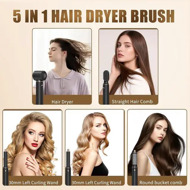 Alt view image 2 of 7 - 5 in 1 Airbrush Hair Styler Set Curl
