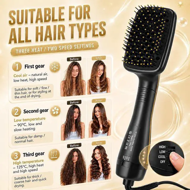 Alt view image 4 of 7 - 3 in 1 Hair Dryer Brush