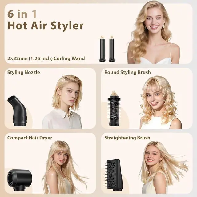 Alt view image 2 of 7 - Hot Air Hair Styler Brush 950W for Women 6 in 1