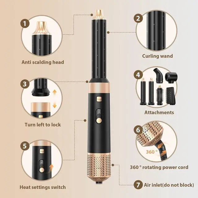 Alt view image 6 of 7 - Hot Air Hair Styler Brush 950W for Women 6 in 1